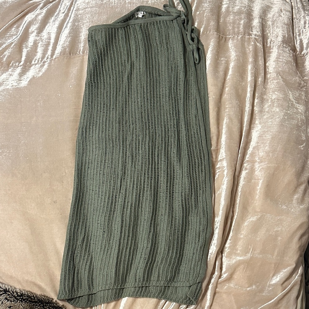 Aerie Olive Green Knit Coverup Skirt